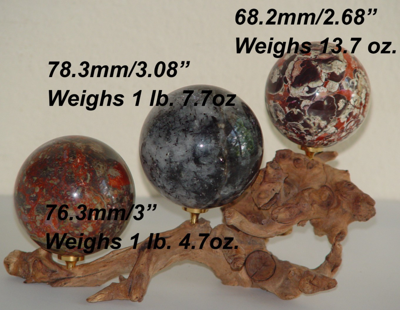Natural Driftwood 3 Sphere Display Stand Crystal Ball Holder Wood Display (341)