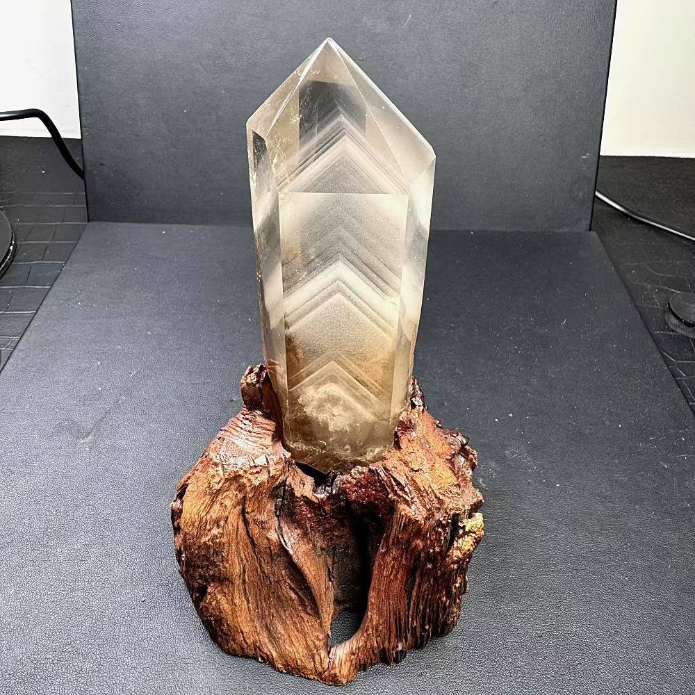1.26LB Natural Quartz Obelisk Crystal Tower Point Mineral Reiki Decor+ Stand