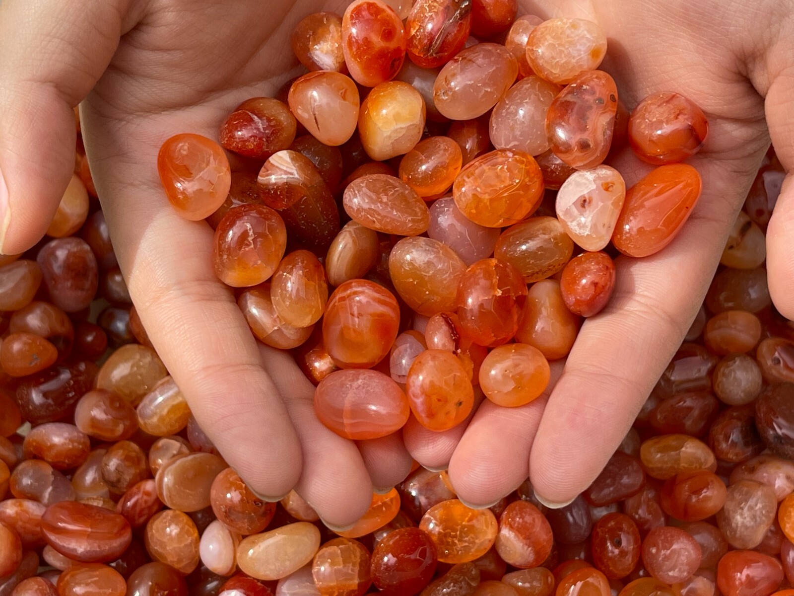 Grade A++ Carnelian Tumbled Stones, 0.5-0.75″ Small Tumbled Carnelian, Bulk Lots