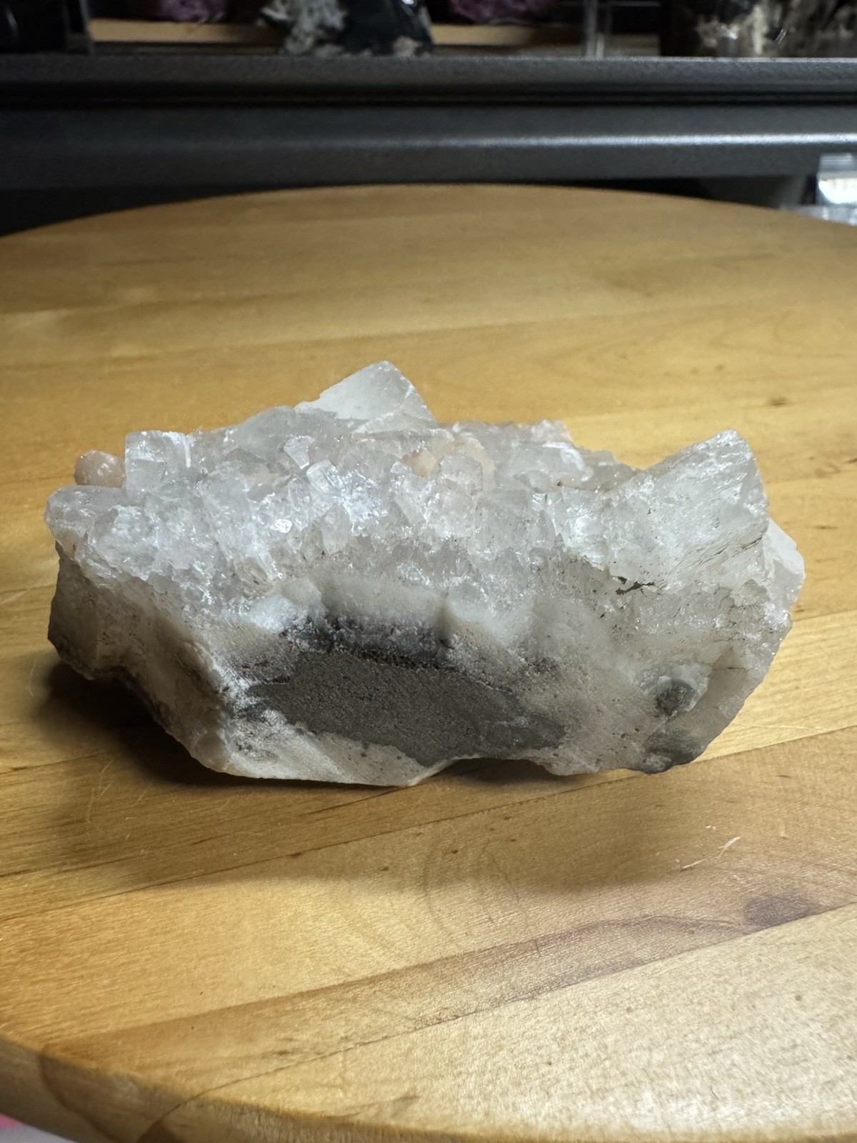 7099 Apophyllite With Stilabite India 1.5”T 2.0”W 3.4”L Wt. 8 Oz.