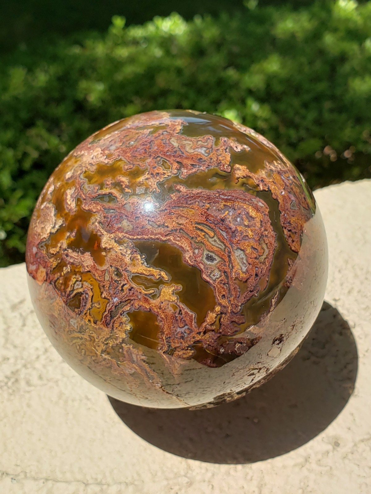 3.45″ Natural Red Moss Agate Quartz Crystal Mineral Sphere Ball Orb, 920g