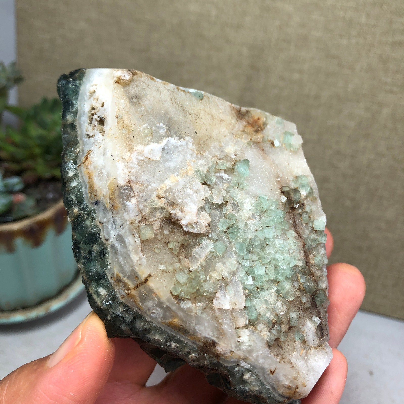 345g NATURAL Green Cubic FLUORITE Crystal Cluster Mineral Specimen A4719