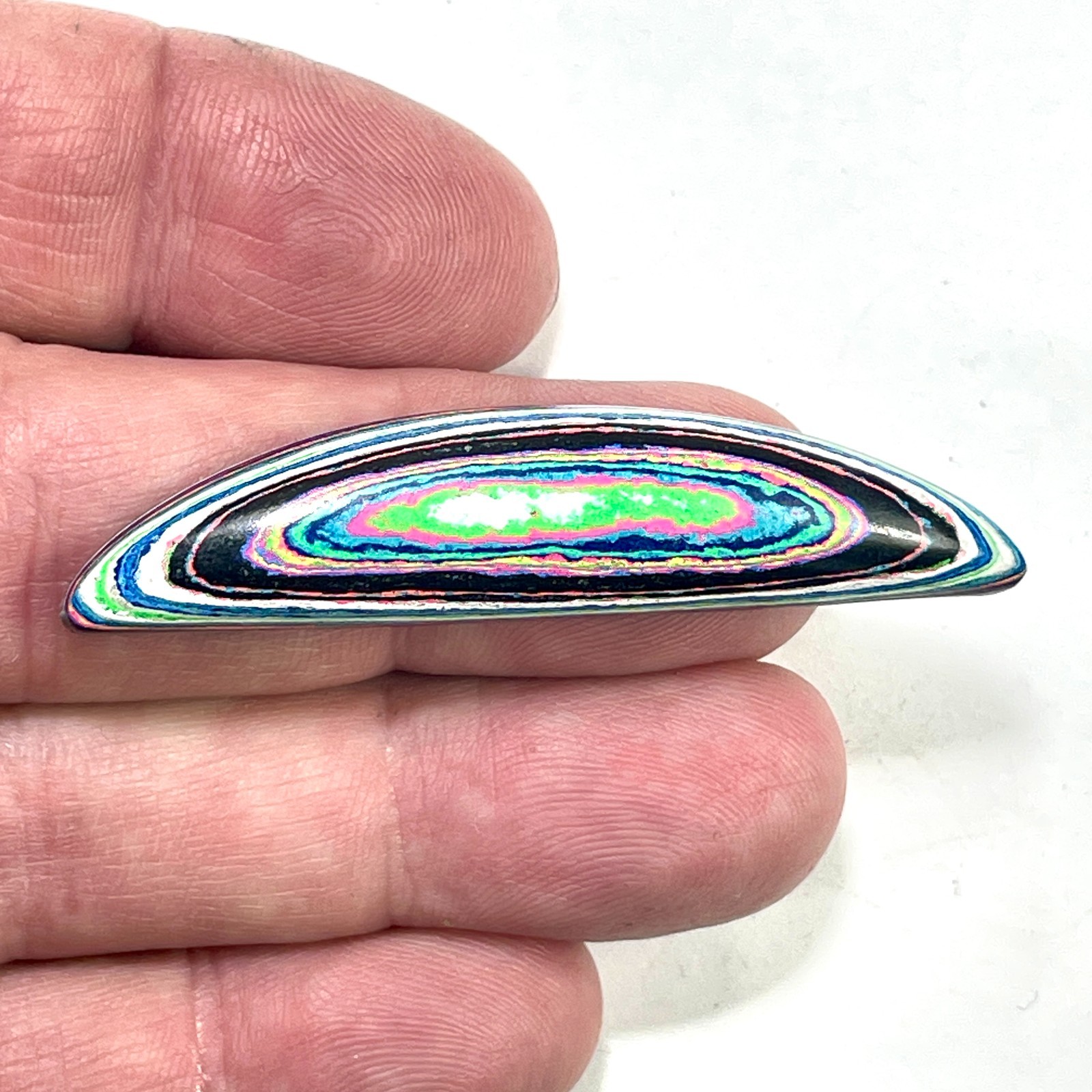 DVH Fluorescent Funkite Freeform Cabochon 58x13x6mm (Like Fordite) (6441)