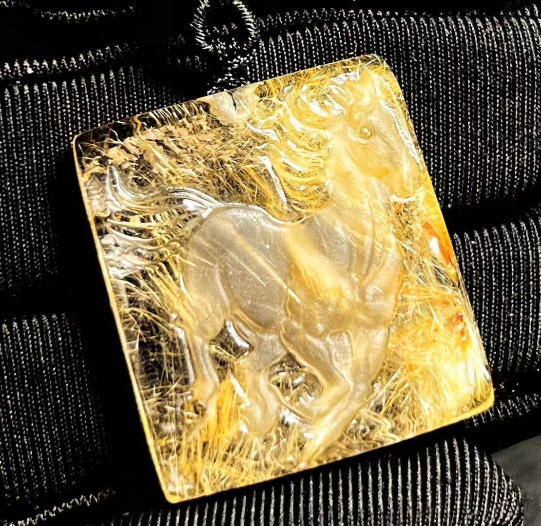 28*25*7mm Natural Gold Rutilated hair Crystal Quartz pendant reiki healing gift