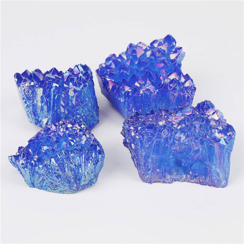 120g Natural Aura Blue Titanium Quartz Crystal Cluster VUG Specimen Rock Healing