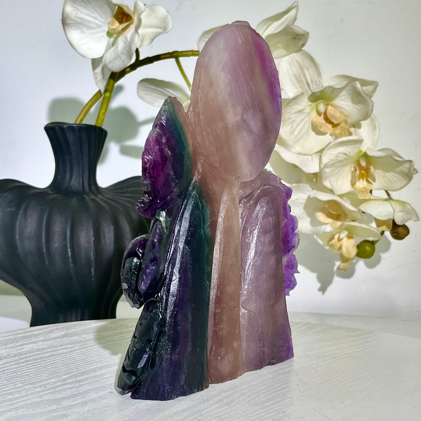 4.71LB Natural fluorite quartz products, hand carved and polished spiritual orn