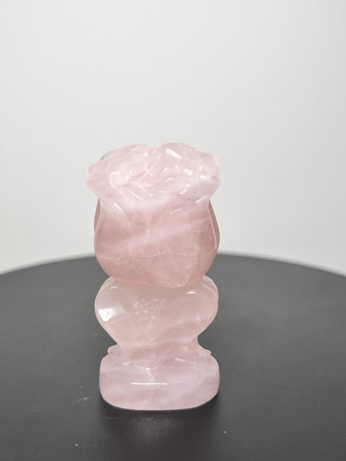 Rose Quartz 4 Piece Set – Heart bowl, Rose, Pyramid, & Sphere (68mm)