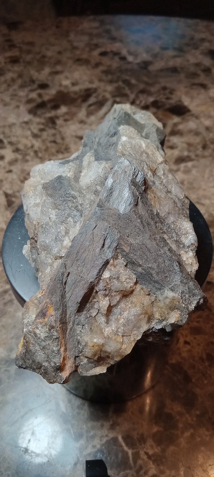 Arfvedsonite crystals in matrix mineral specimen from Hurricane Mountain NH