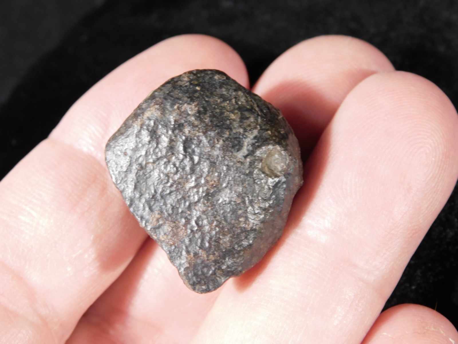 Small Stony METEORITE With Dark Fusion Crust 100% Natural Fell in Libya 16.2gr