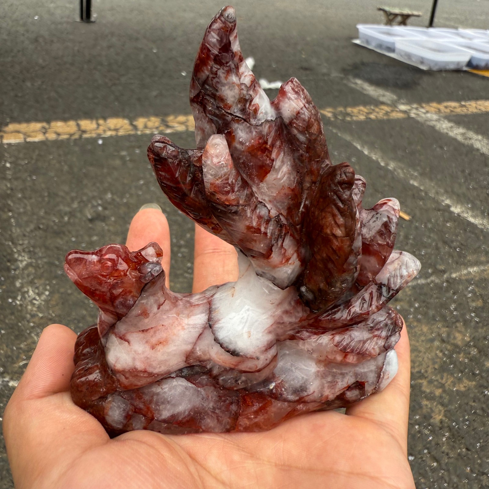 natural red gum flower Nine-tailed fox Quartz Crystal reiki healing random 1pc