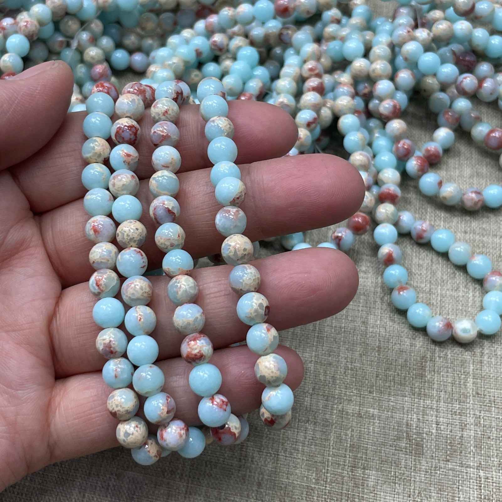 Wholesale 1 Pcs beautiful Stone ball beads 6mm 7.5” crystal Stretch Bracelet