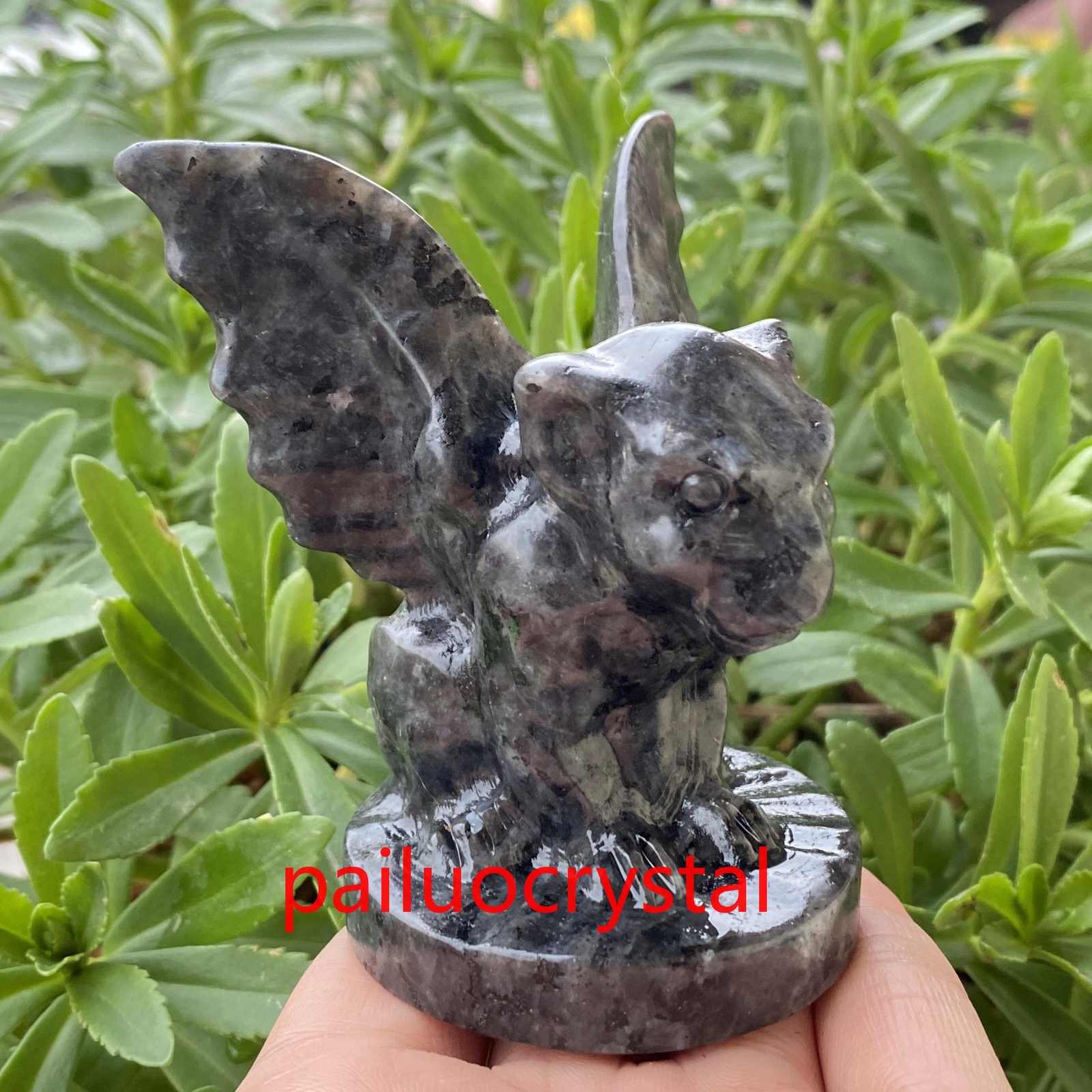 200g+ 1pc Natural Specctrolite Gargoyle Quartz Crystal Skull Carved Figurines 3″