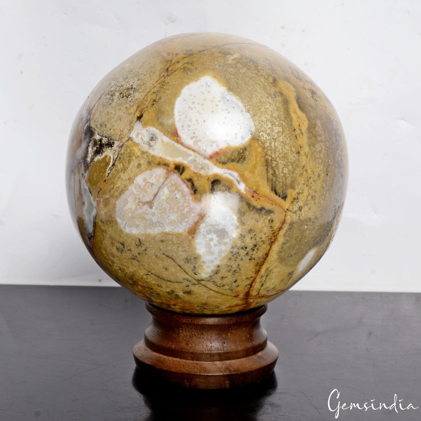 1.2 Kilo Natural Ocean Jasper Healing Crystal Mineral Gem Sphere/Ball With Stand