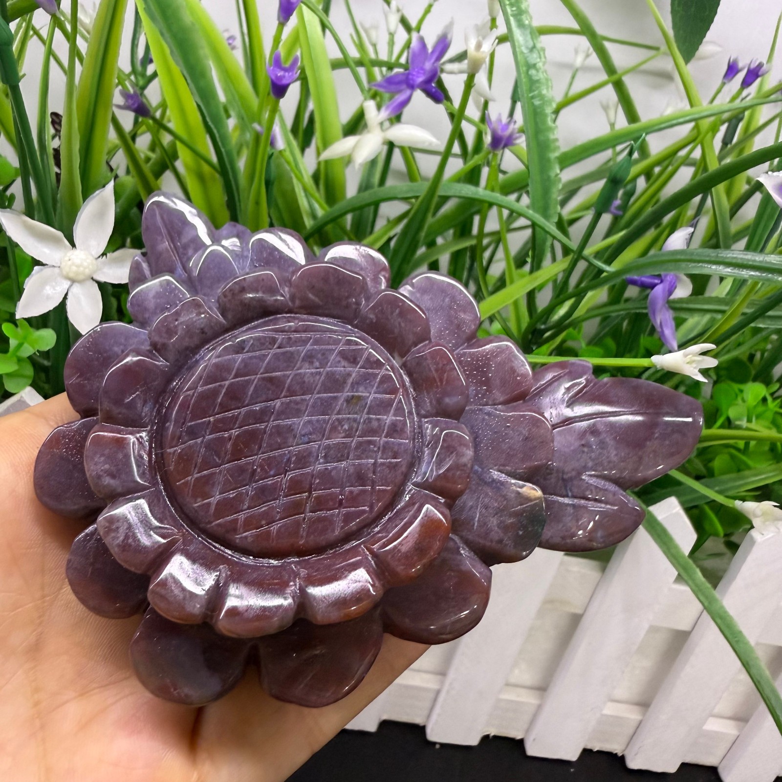 220g natural ocean jasper Flower quartz Crystal Reiki Healing Gem Gift