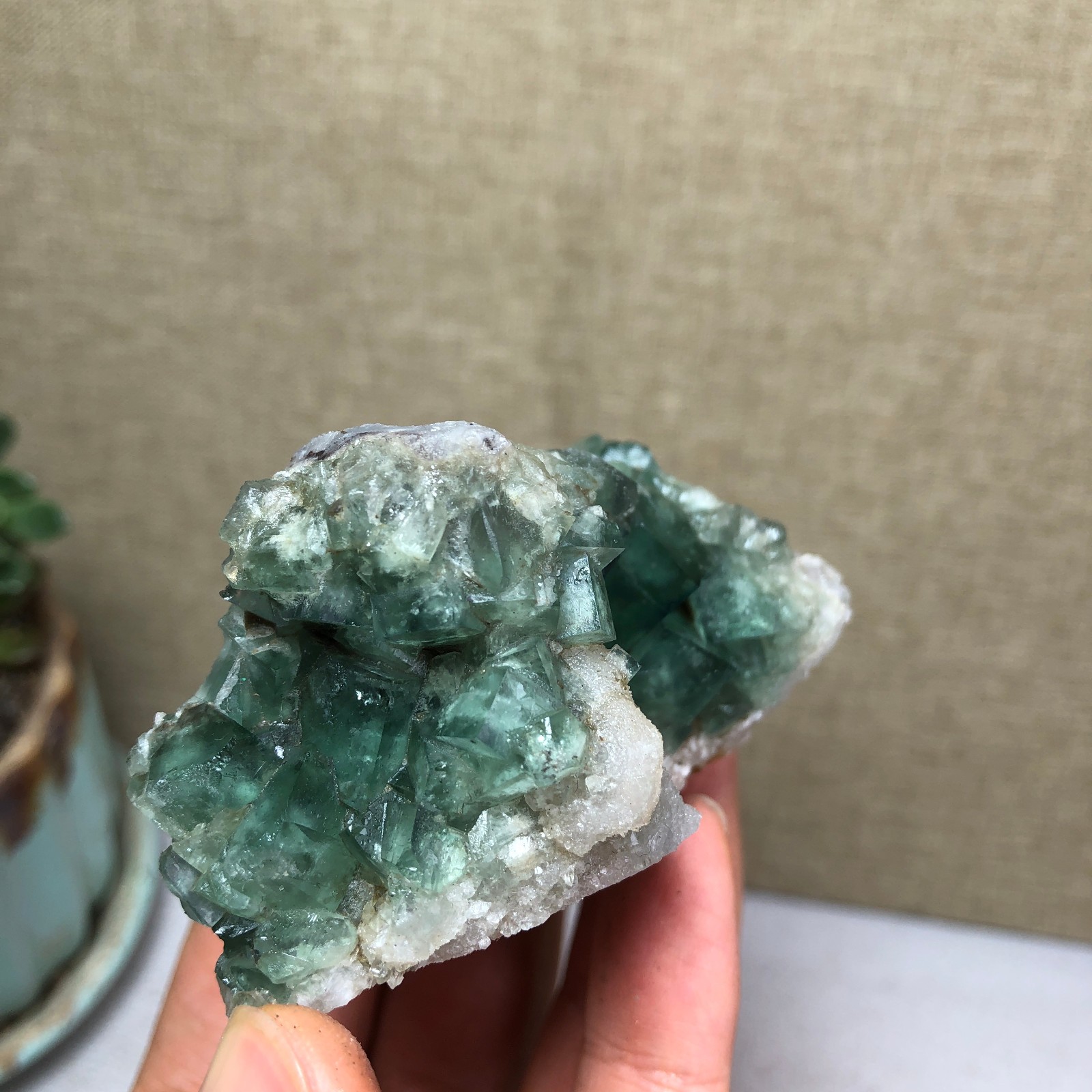 101g NATURAL Green Cubic FLUORITE Crystal Cluster Mineral Specimen A4737