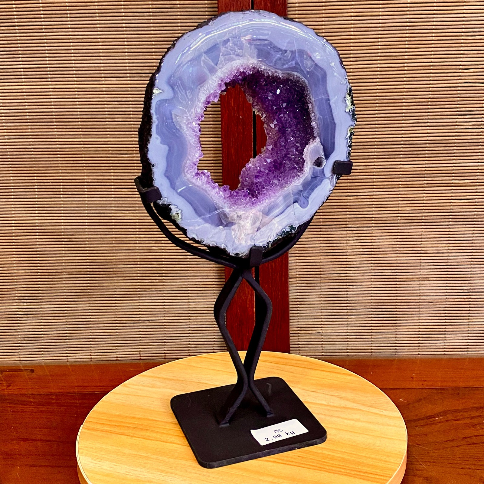 4.4LB Natural Amethyst Cave Crystal Slice Crescent shaped Hand Cut Repai