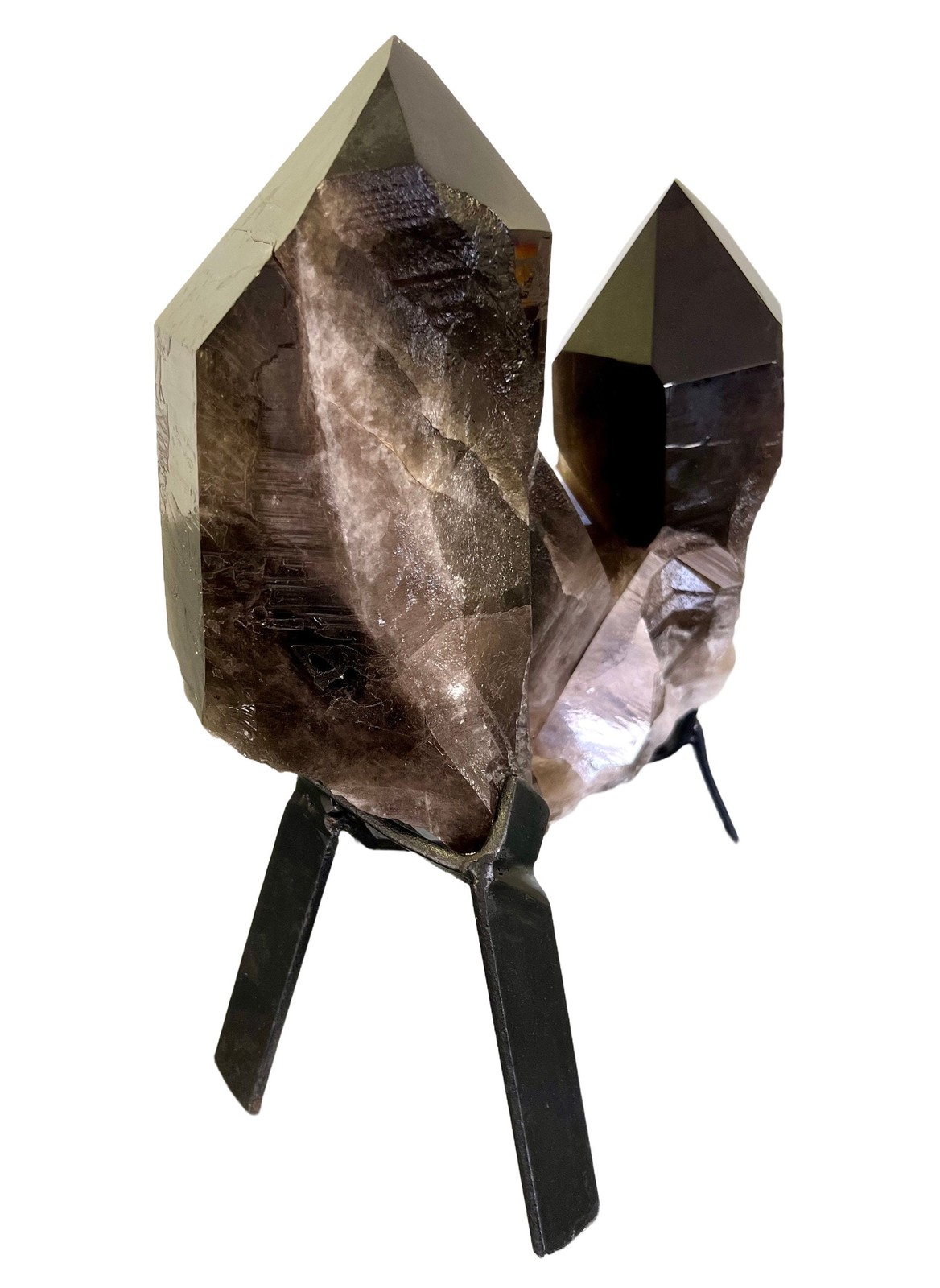 Smoky Quartz on Metal Stand – No.2, Natural Smoky Quartz from Brazil