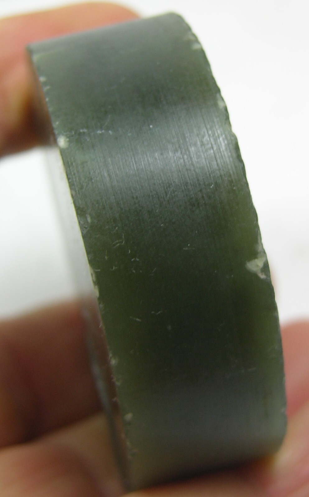 #1 Russia 109g 100% Natural Rough Round Green Jade Slice Specimen 3.80oz 52mm