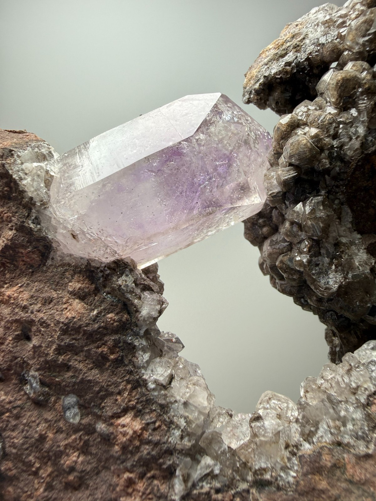 ONE-OF-A-KIND Goboboseb Amethyst Crystal w/ Analcime in UV Calcite Matrix-WOW!!