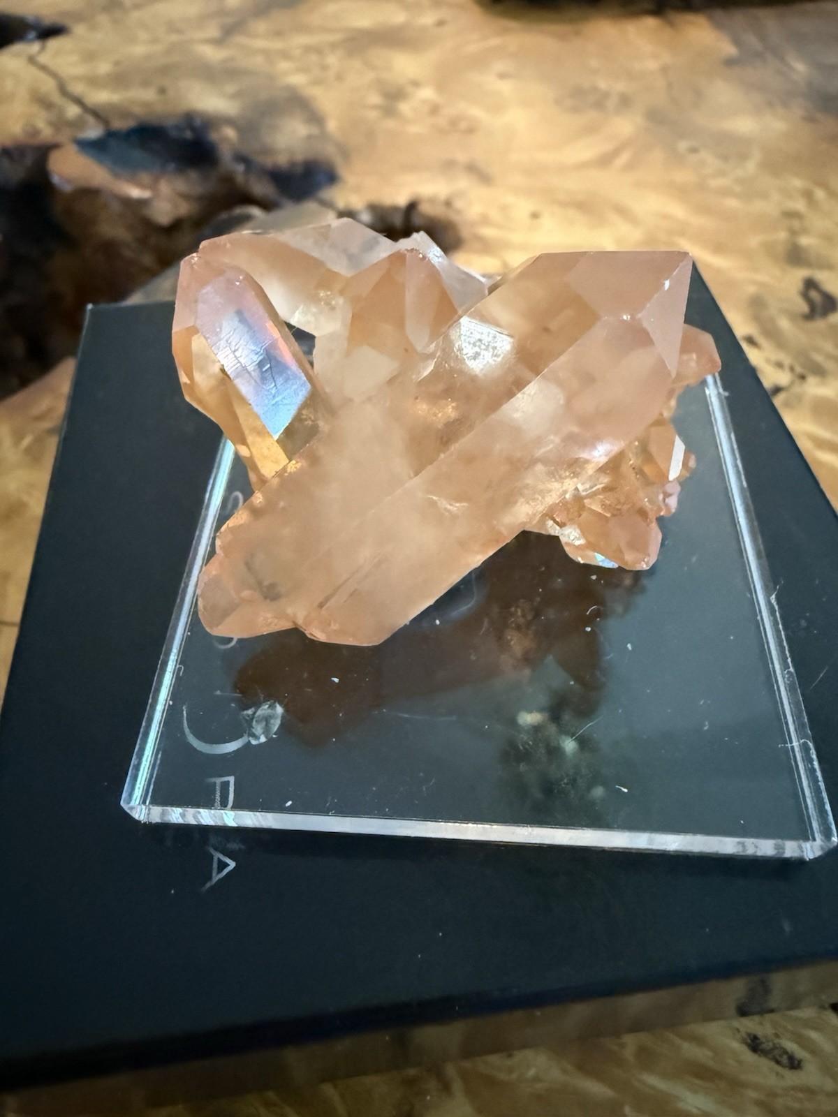 Tangerine Quartz Mineral Crystal Brazil Natural Specimen 34g With Display Stand