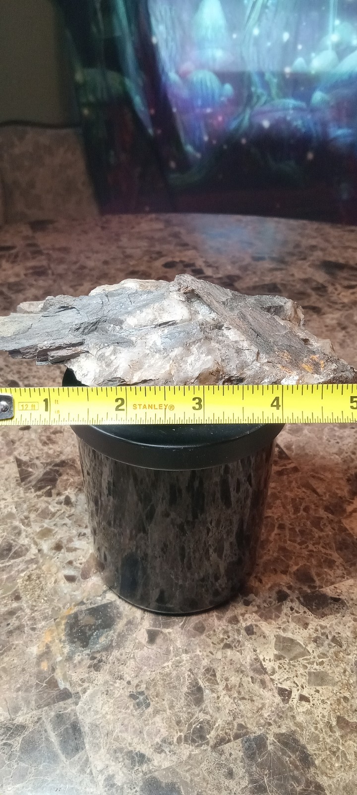 Arfvedsonite crystals in matrix mineral specimen from Hurricane Mountain NH