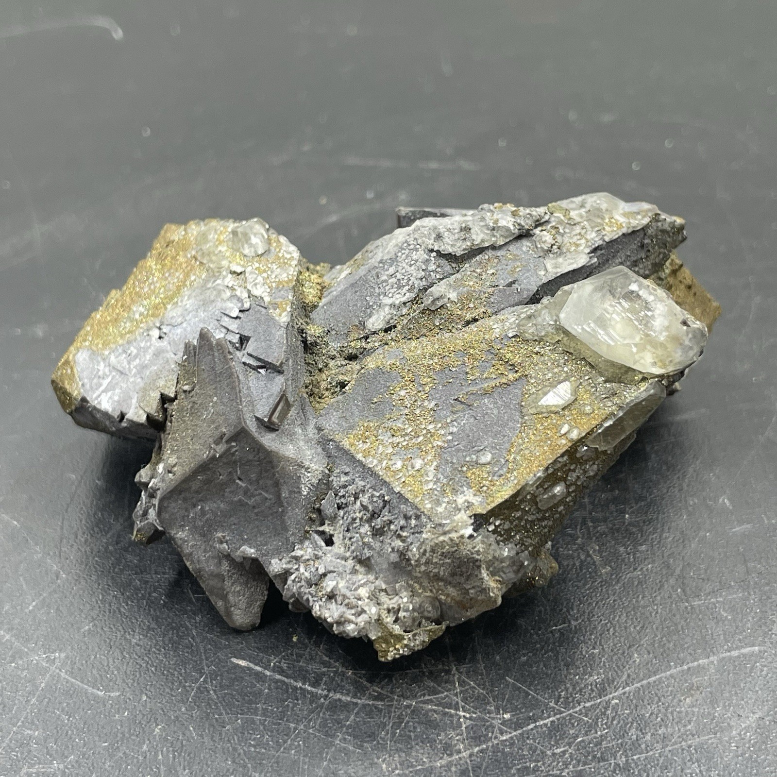 Dogtooth Calcite with Pyrite Crystal Cluster Specimen Mineral