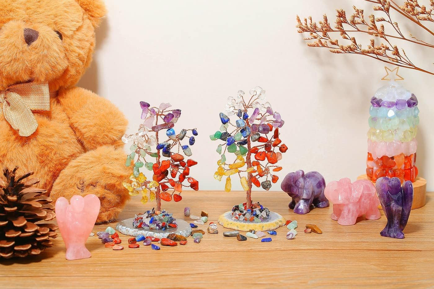 Chakra Tree Natural Crystal Tree of Life Money for Desk Decor 7 Chakra Stone for