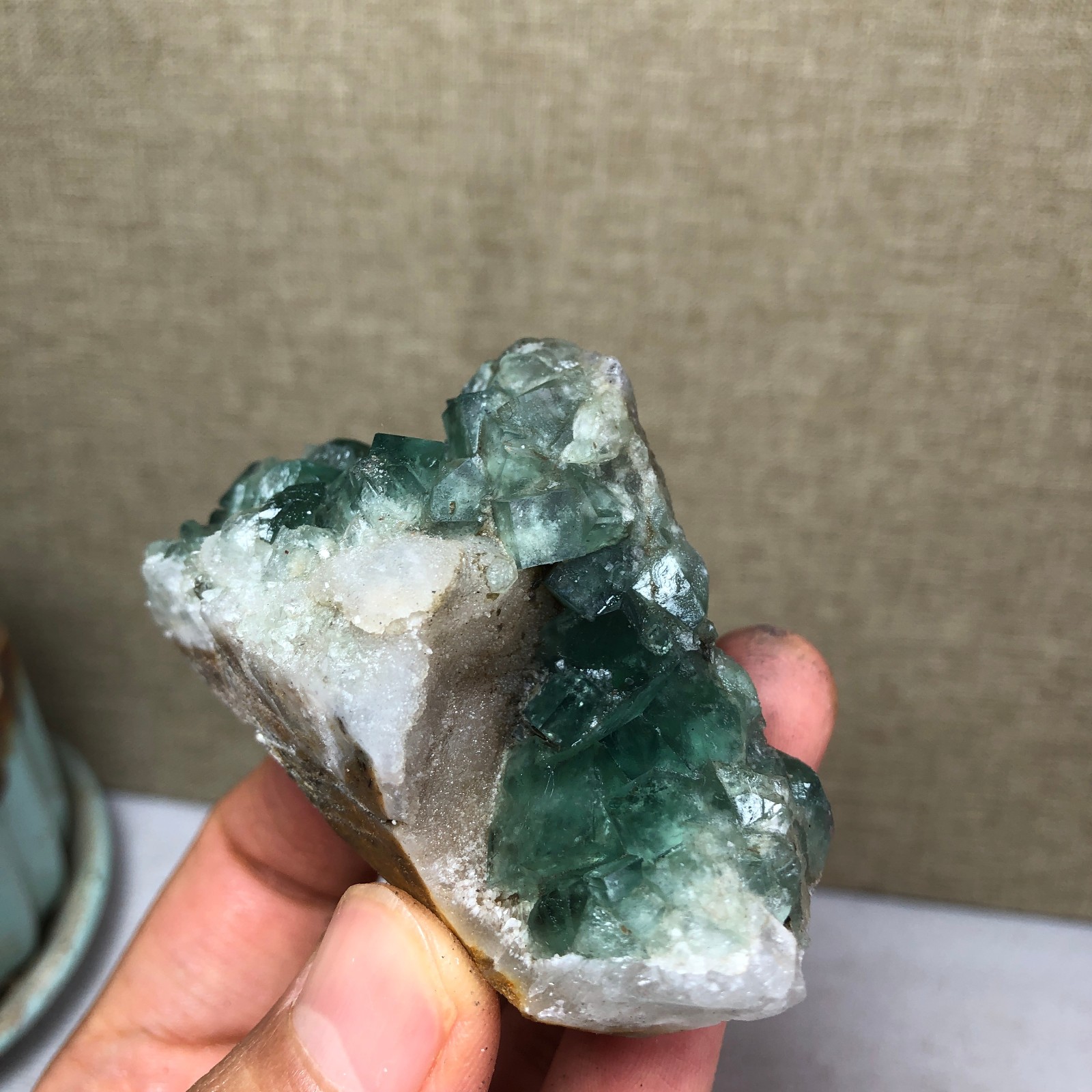 101g NATURAL Green Cubic FLUORITE Crystal Cluster Mineral Specimen A4737