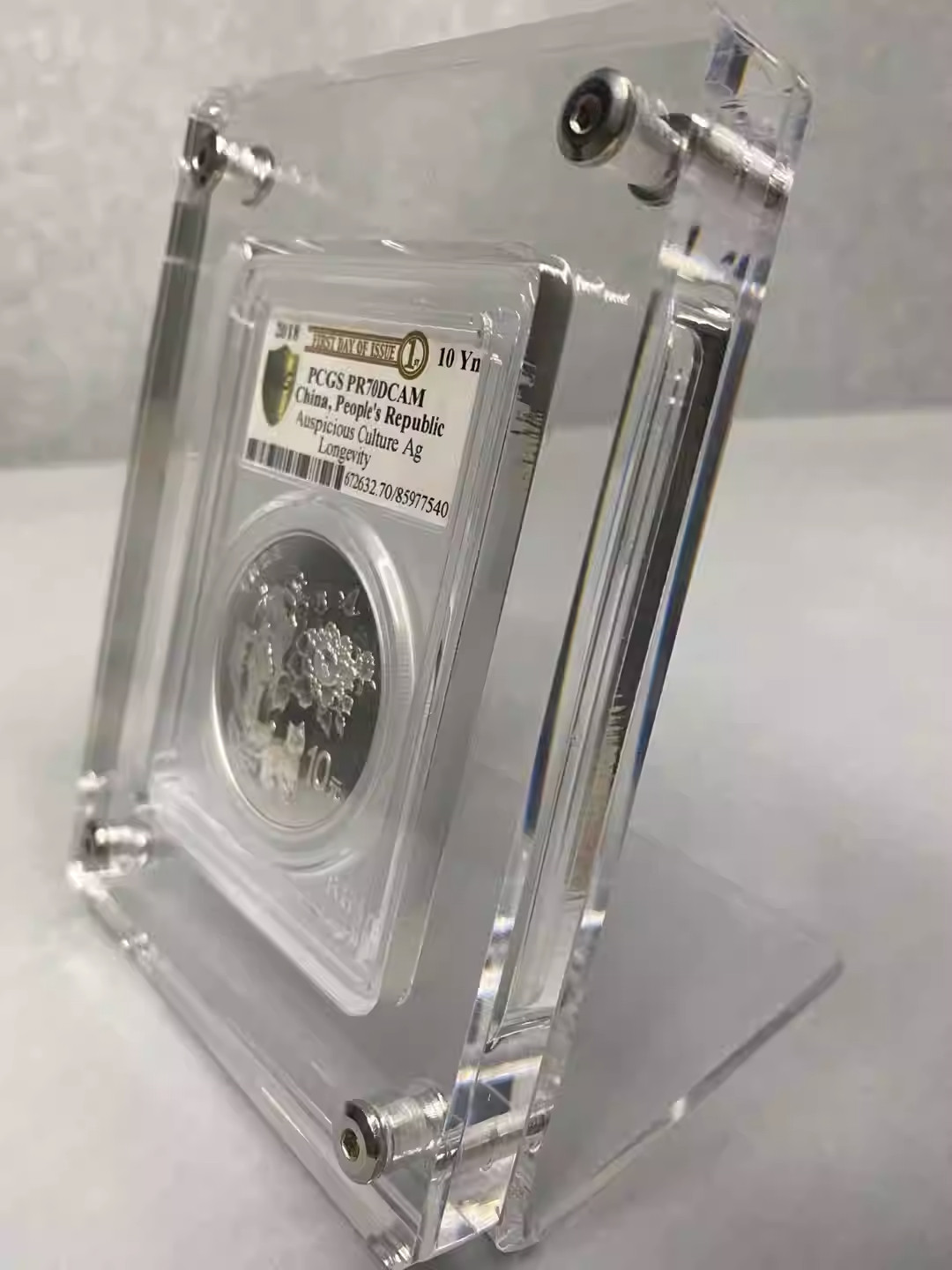 Acrylic Display Frame Protector Case w Integrated Stand For NGC/PCGS Coin Holder