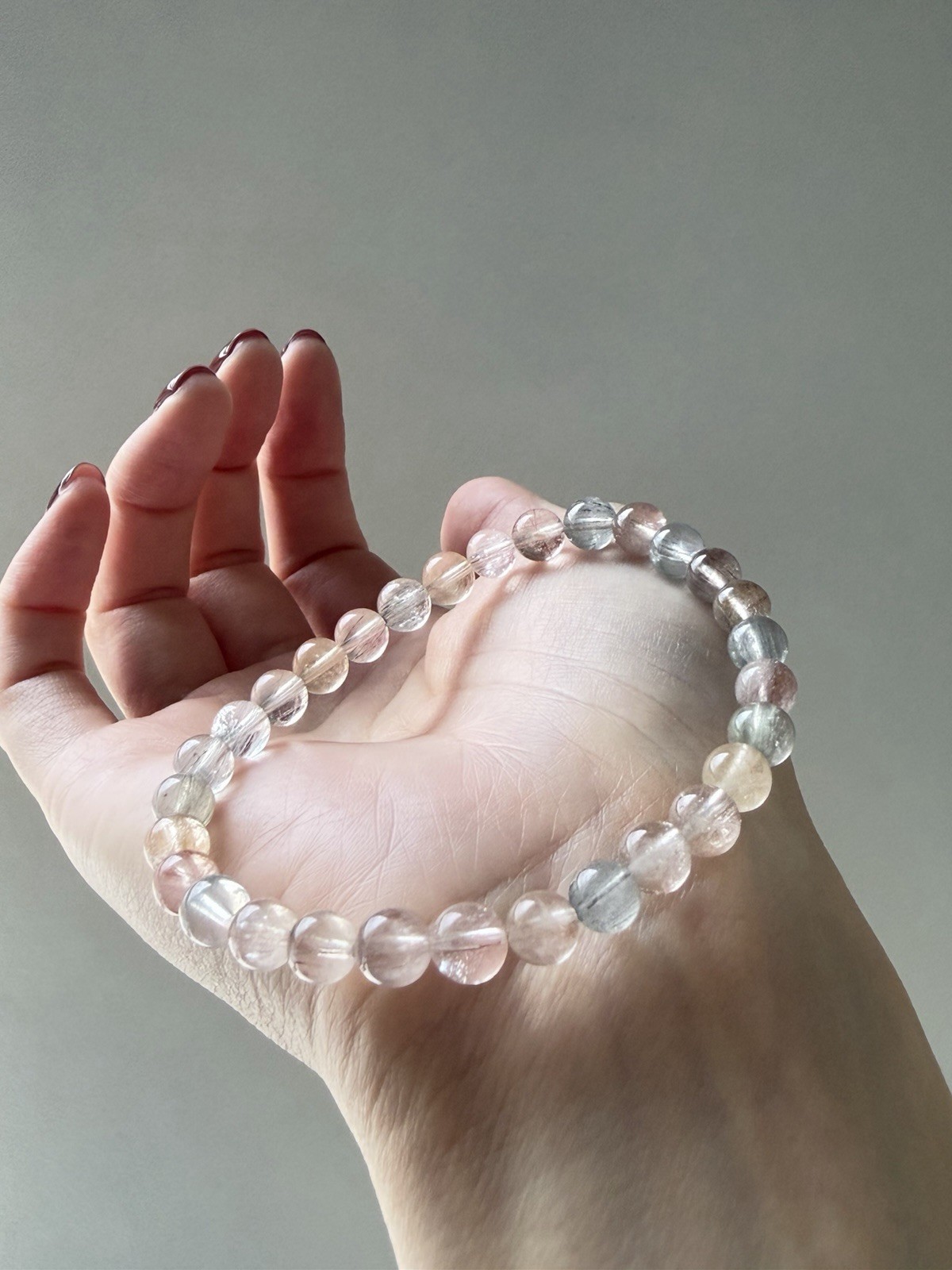 Natural Pastel Transparent Rabbit Hair Quartz Bracelet | Soft Needle Rutile 6mm