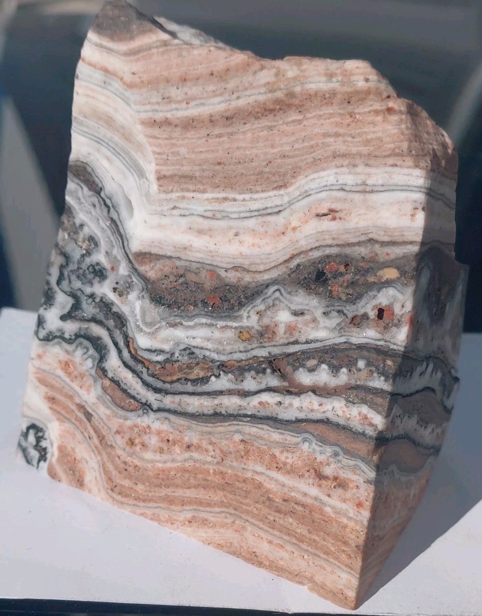Zebra Calcite Self-Standing Display 1 1/4 Lb Dendritic Psychedelic Crisp Bands