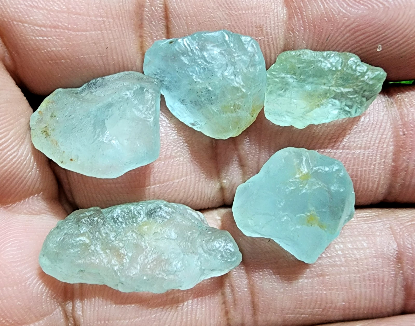 5 Pcs Raw Aquamarine Gemstone Rough Lot 14-25 mm Aquamarine Rough Stone Bulk