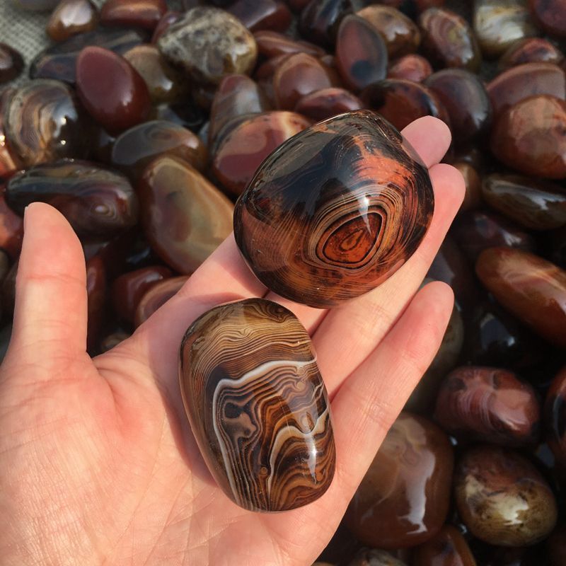 20-100MM Natural Silk Banded Lace Agate Crystal Sardonyx Carnelian Quartz Stone