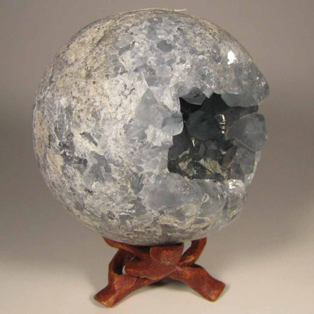 3.1″ Blue CELESTITE Crystal Sphere Ball w/ Stand – Madagascar – 80mm – 2 lbs.