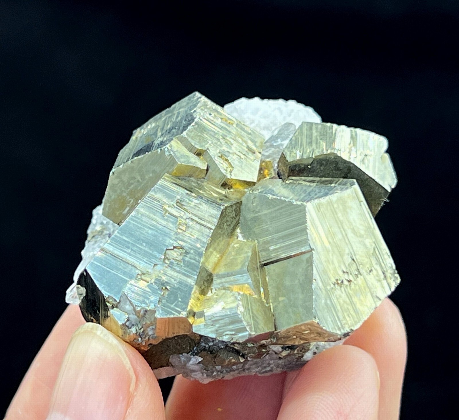40mm 66g Bright Golden Pyrite with Quartz, Natural Mineral