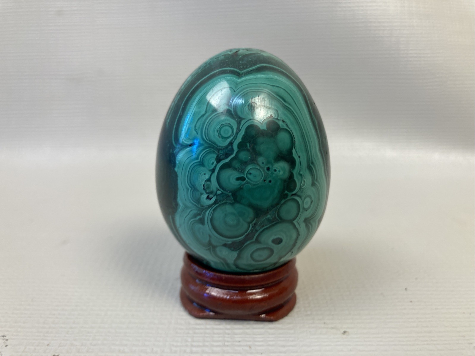 Natural Solid Green Malachite Egg Polished Gemstone 160g 2.25 inches W/ Stand