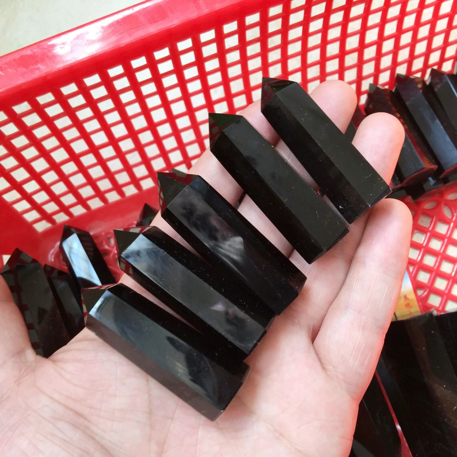 10PCS Natural Obsidian Quartz Obelisk Point Crystal Tower Healing 5-5.5CM