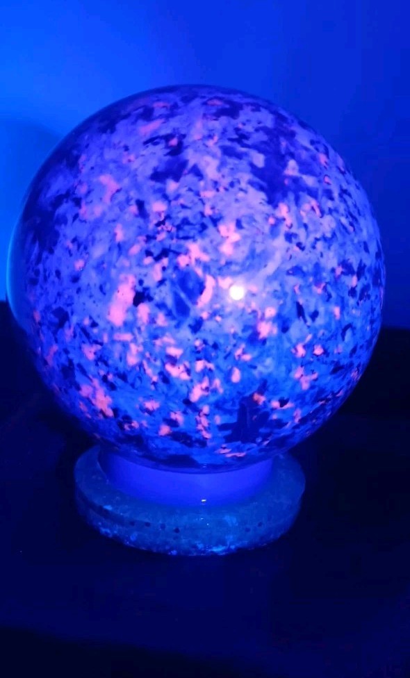 Yooperlite Quartz Crystal Sphere 70mm Gem Mineral Healing W/Stand