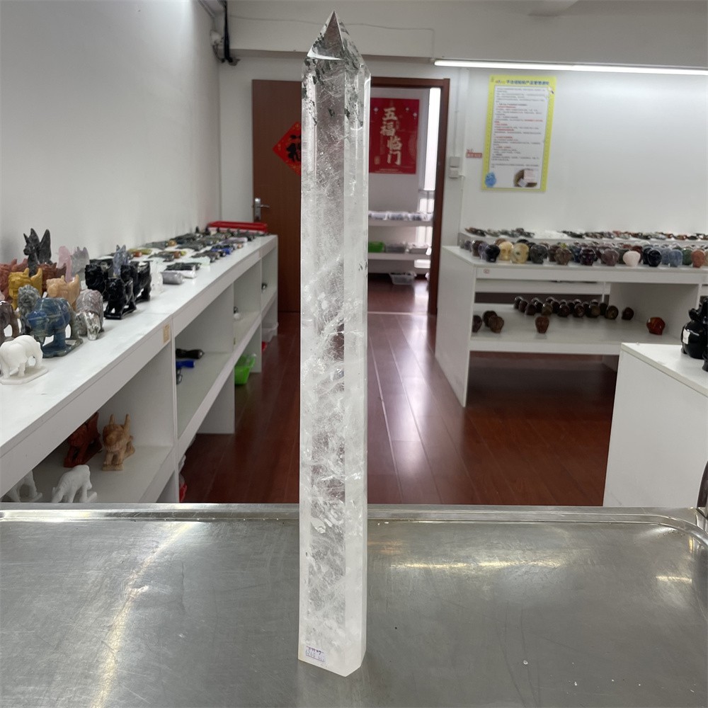 5.1LB 20.2″ Natural A+++ Clear Quartz Obelisk Tower Crystal Decor Reiki Heal