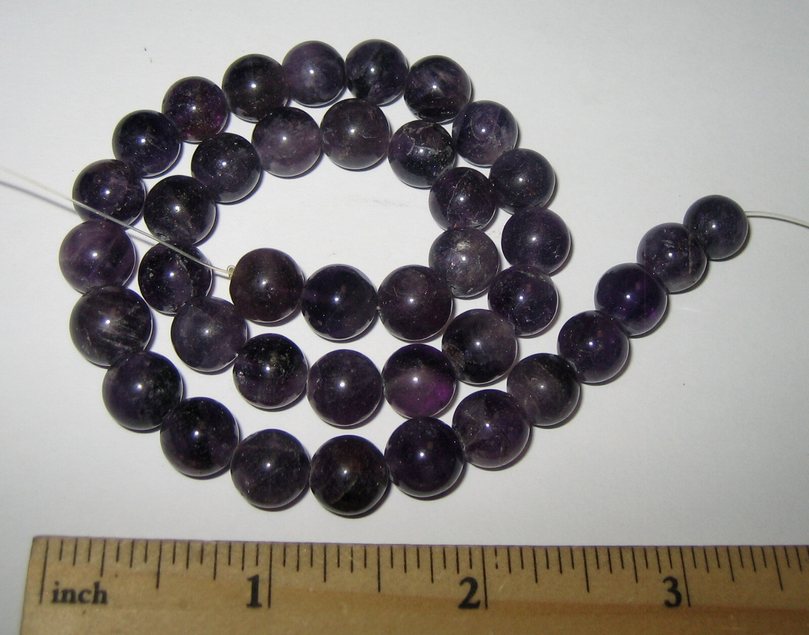 15″ POLISHED NATURAL 10mm ROUND AMETHYST CRYSTAL STONE BEAD STRAND 48.4grams *4