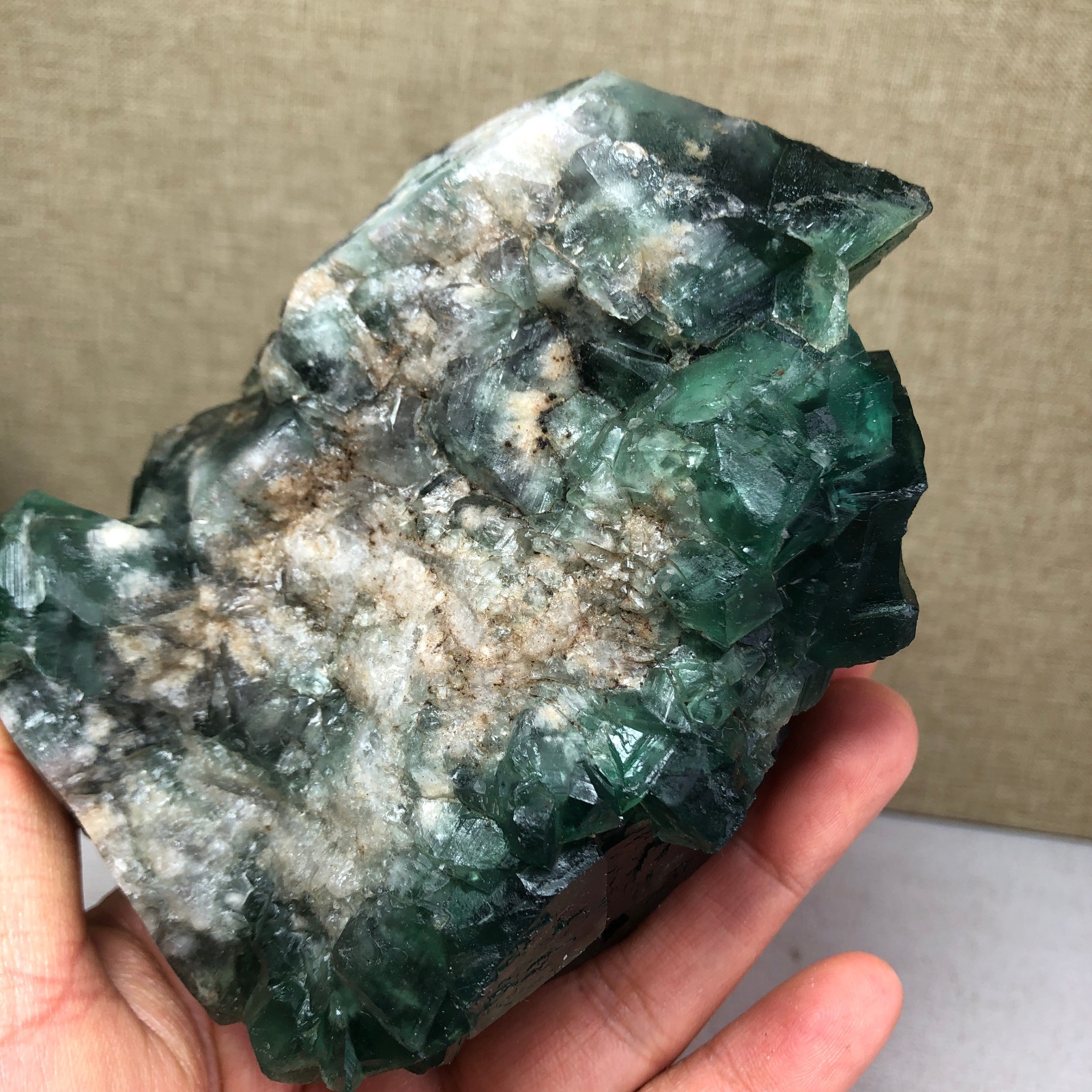 681g NATURAL Green Cubic FLUORITE Crystal Cluster Mineral Specimen A4721
