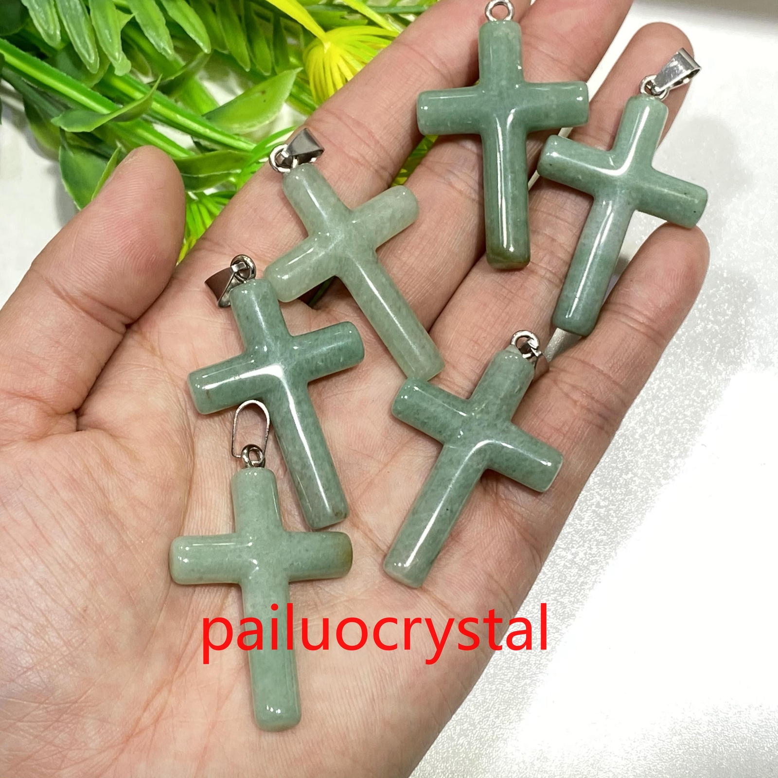 1.8″ Natural Aventurine Cross Quartz Crystal Skull Carved Pendant Healing 1pc