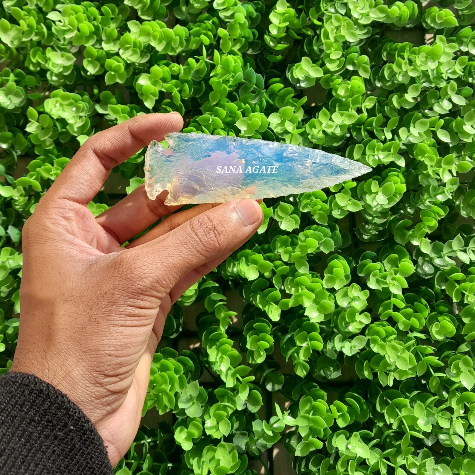 Blue Opalite Arrowhead Size 4″inch, Gemstone Spearhead, Opal Spearhead Point.