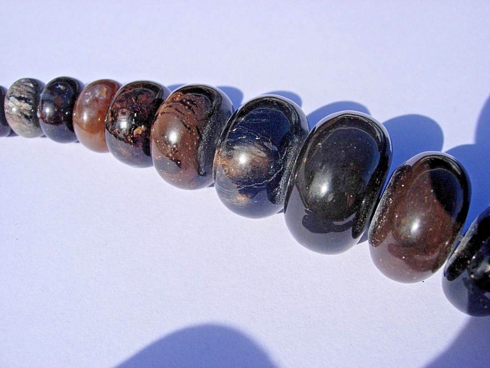 63 grams Tempskya Fern Tree Fossil & Blue Forest Petrified Wood beads Utah B-8