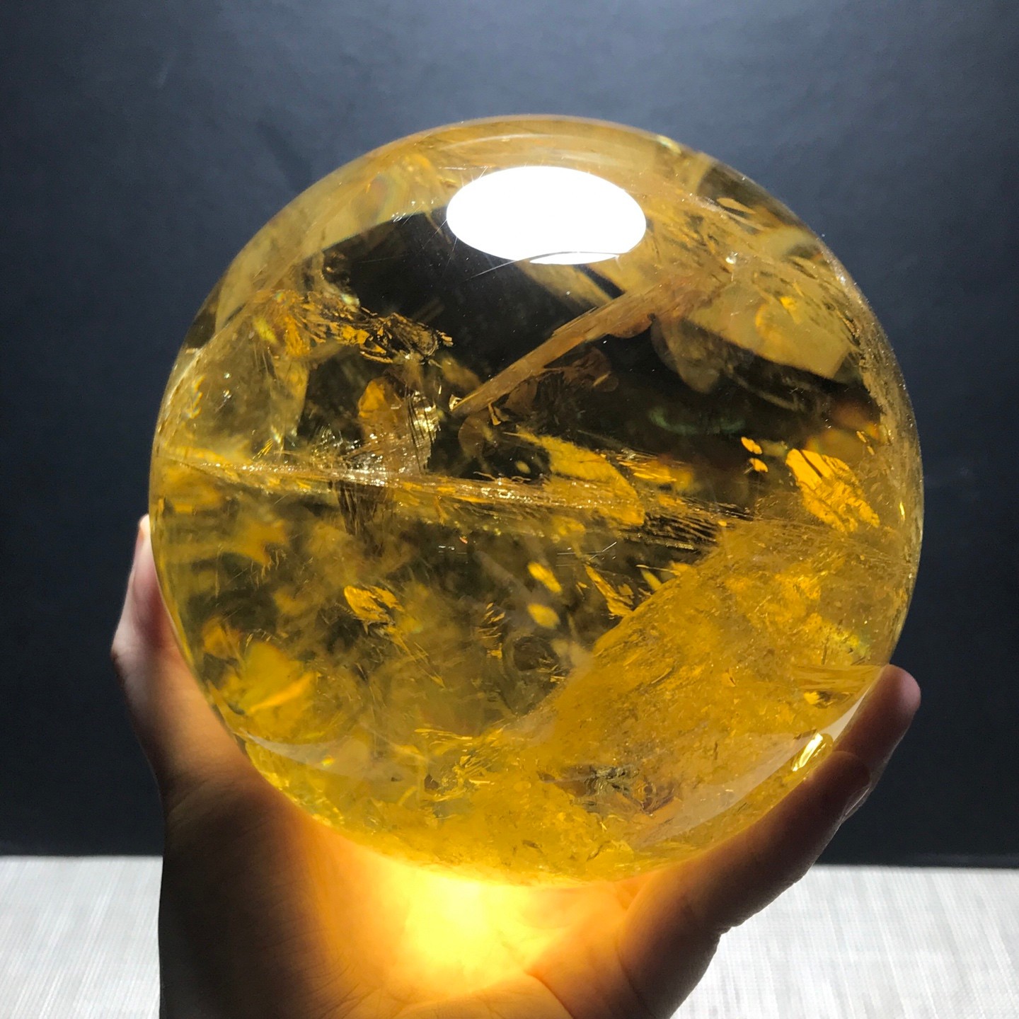 6.7LB Large Natural Citrine Sphere Quartz Crystal Energy Ball Reiki Healing