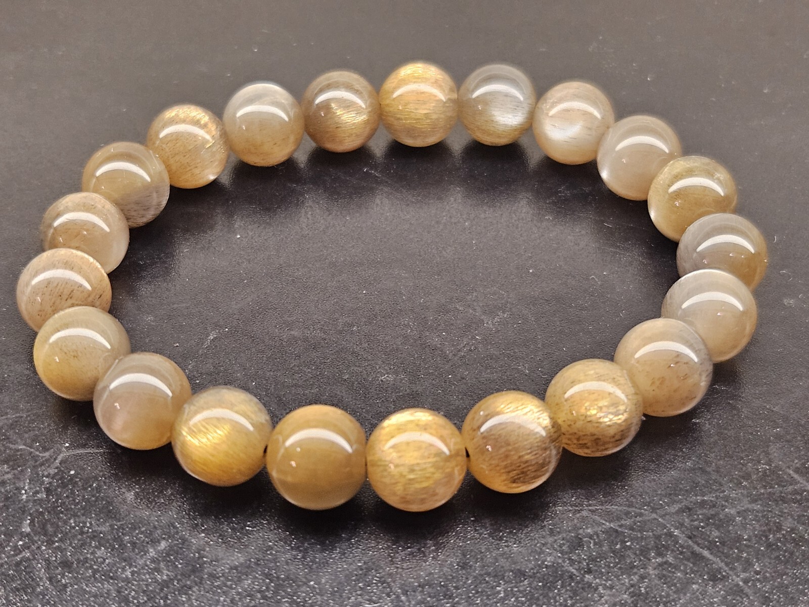Top Quality Golden Black Sunstone Beads Bracelet 9.3mm