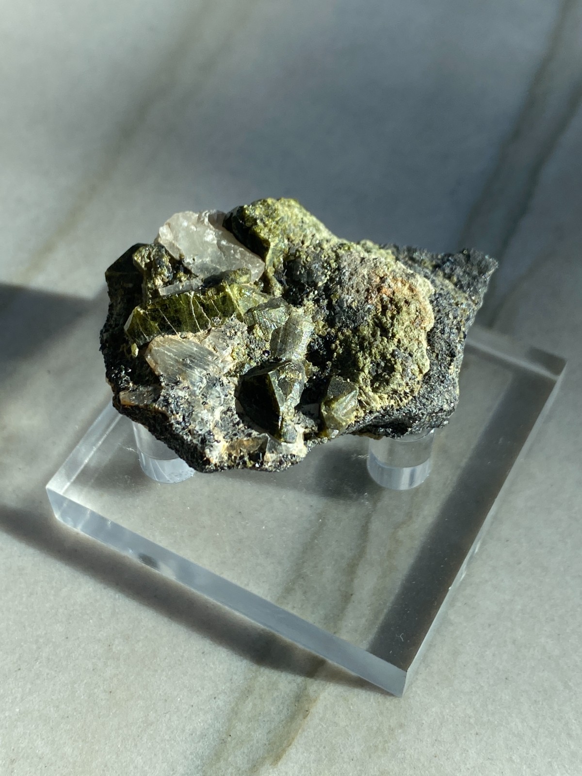 Epidote, Magnetite, Quartz Specimen, Calumet Iron Mine, Chafee Co., Colorado