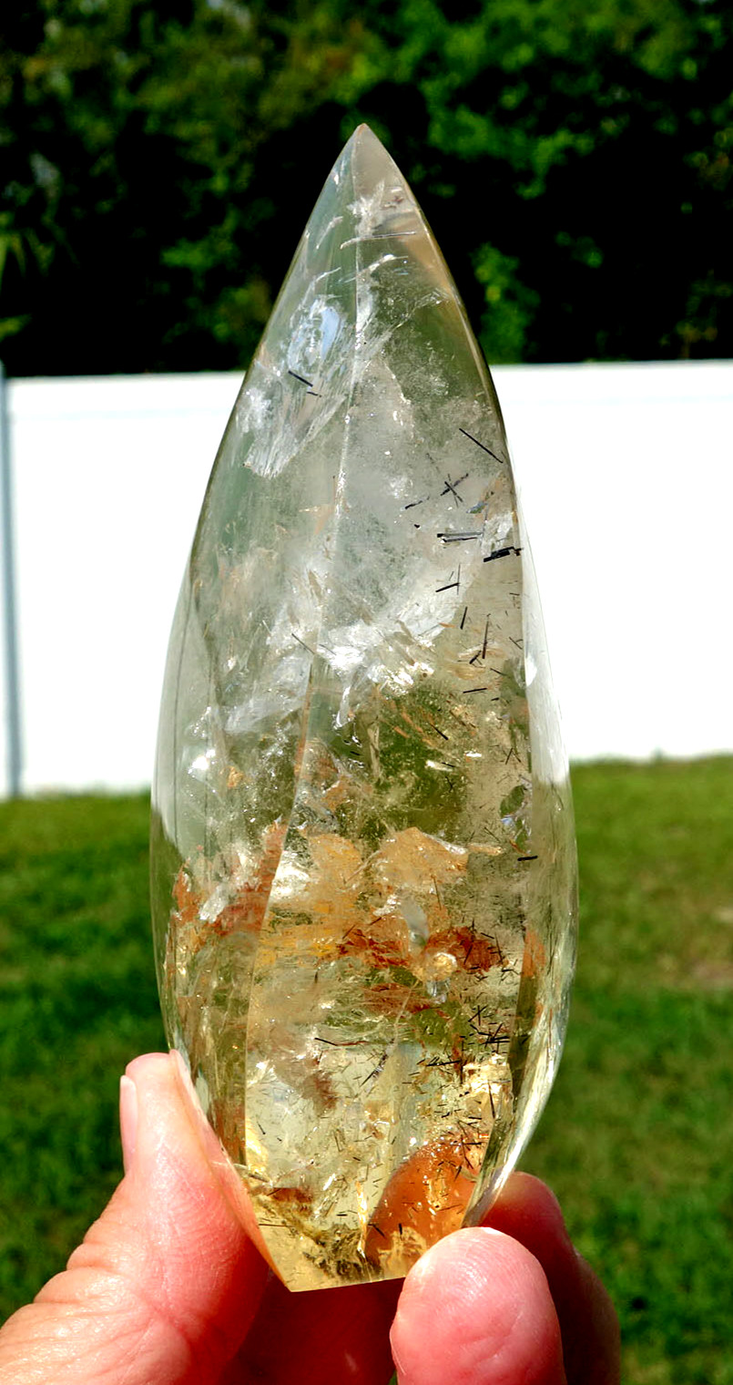Brazil CITRINE Quartz Crystal FLAME Point with Rutiles BRAND NEW Old Stock