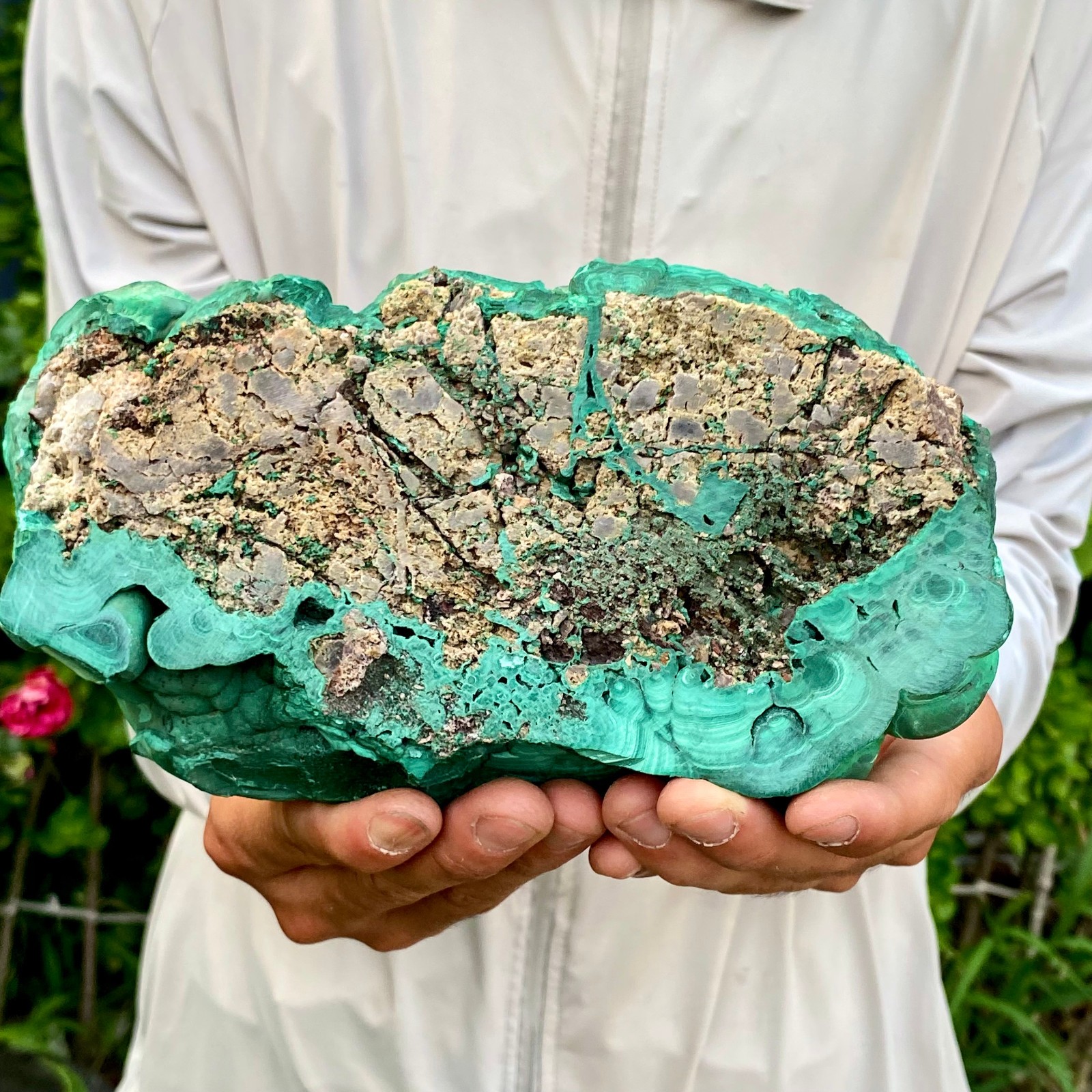 4.85LB Natural Green Malachite Crystal chunk Pattern Ore Specimen Quartz Healing