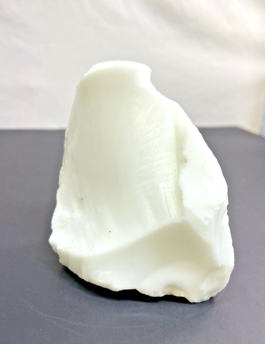 Vintage White Opaque Slag Glass Cullet Chunk Raw Industrial Glass Decor 5×4
